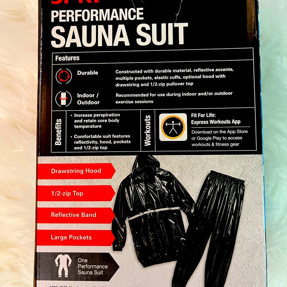 NWT Unisex Sauna Suit Black with Hood L/XL